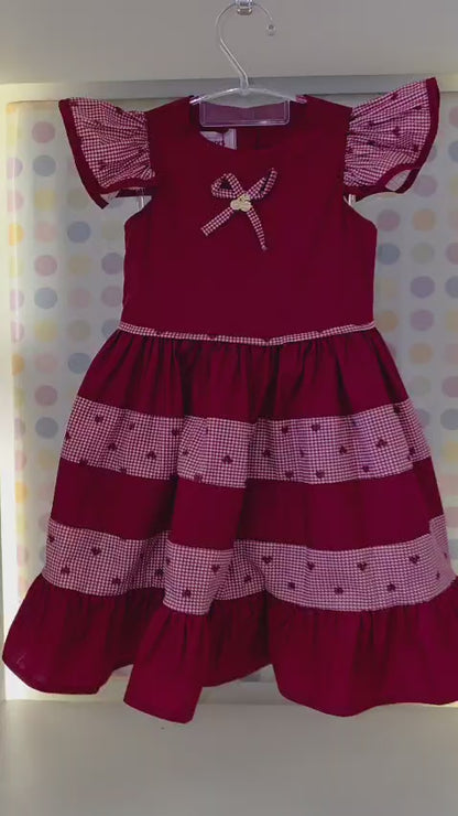 Vestido Bebê Vermelho Corações Buá