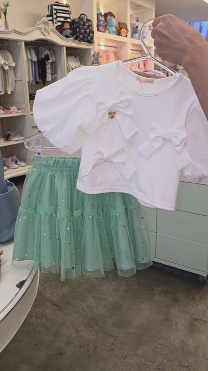 Conjunto Infantil Saia Tule Buá