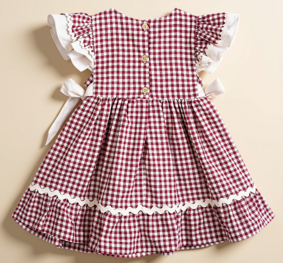 Vestido Infantil Xadrez Vinho Buá