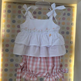 Conjunto Bebê Menina Short Xadrez Rosa Buá