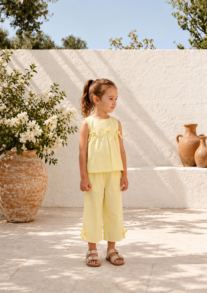 Conjunto Infantil Menina Laços Amarelo Buá