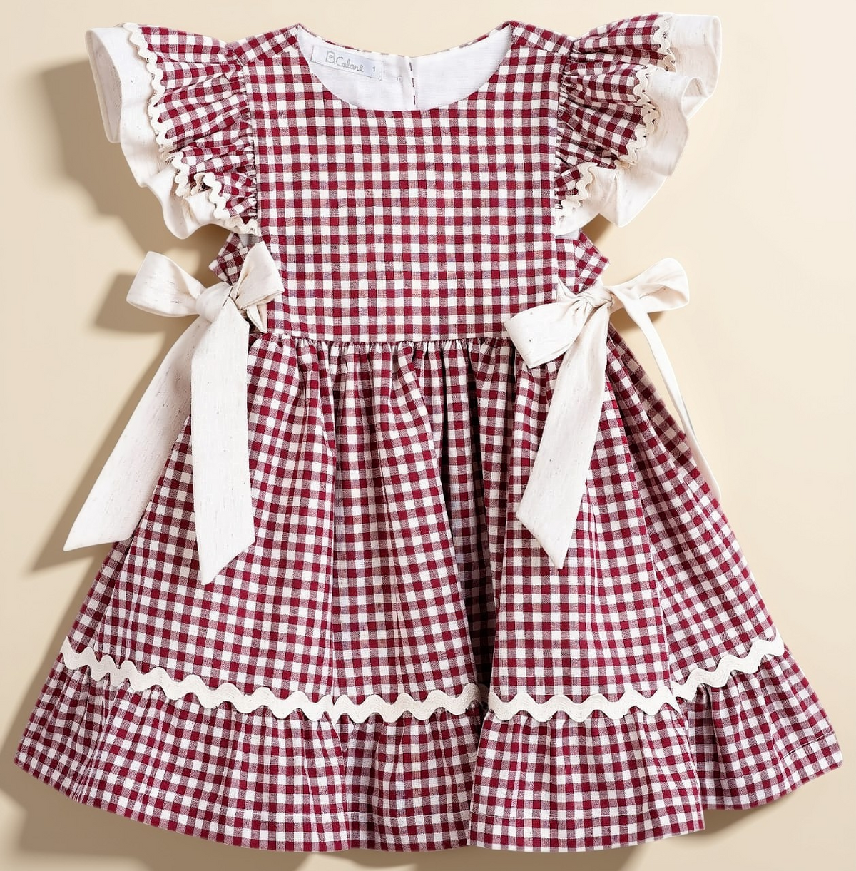 Vestido Infantil Xadrez Vinho Buá