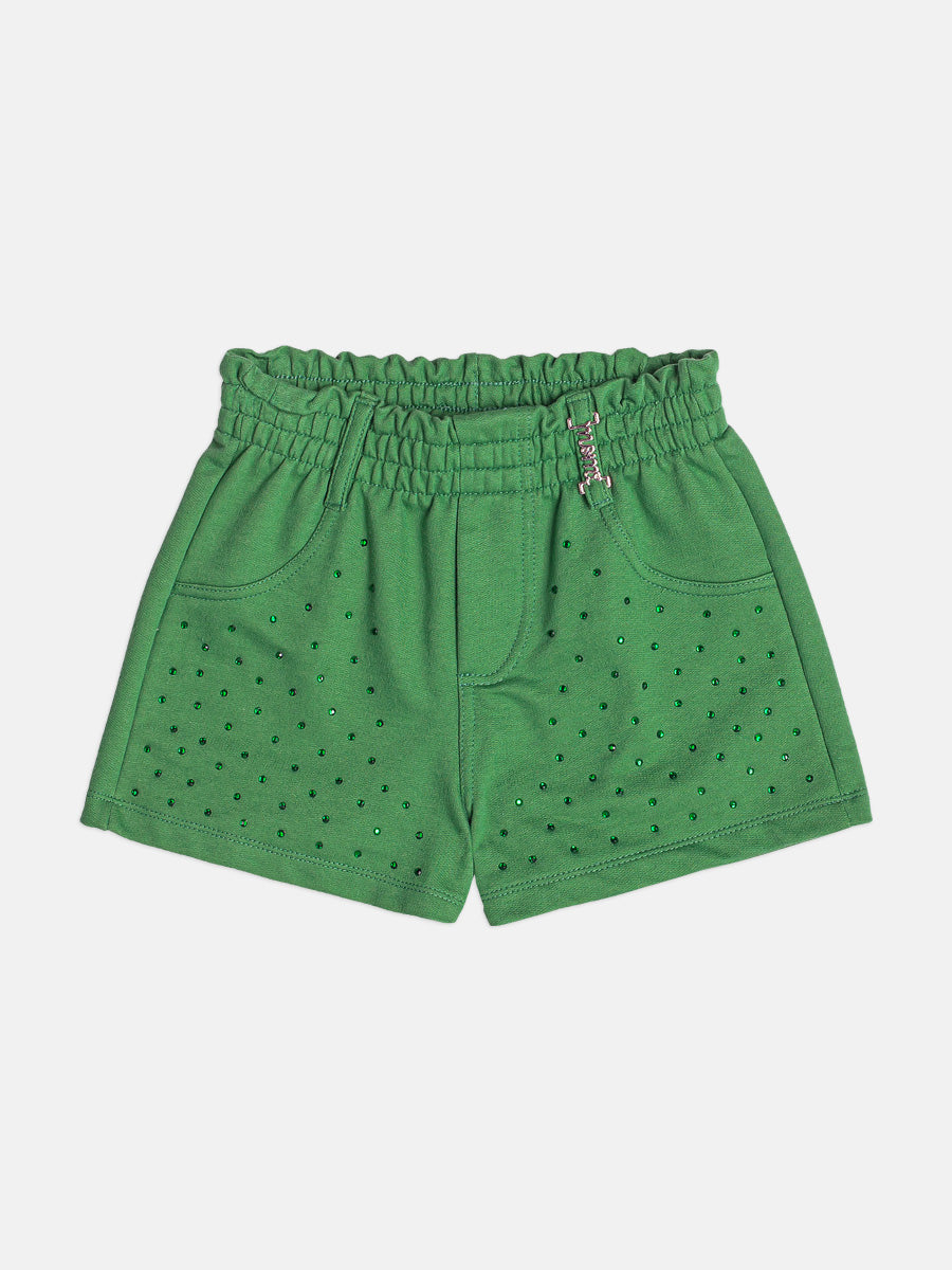 Short Infantil Menina Verde Strass Momi