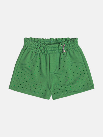 Short Infantil Menina Verde Strass Momi