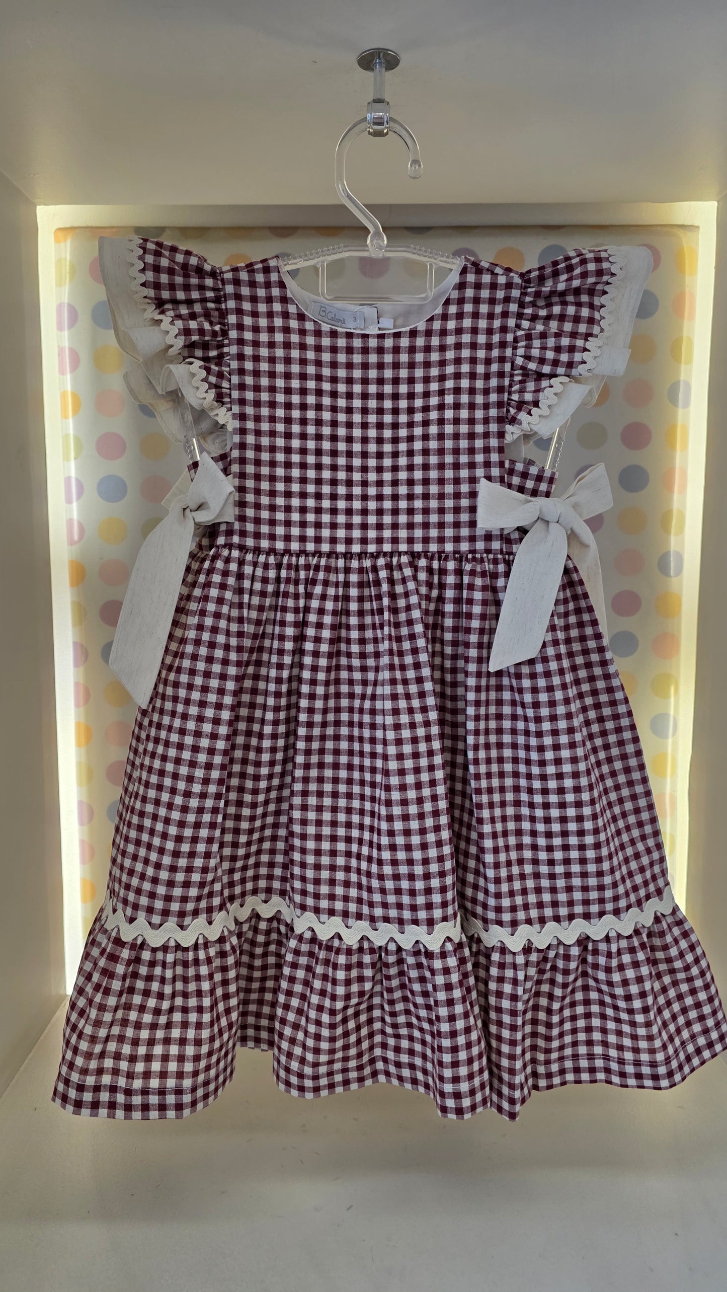 Vestido Infantil Xadrez Vinho Buá