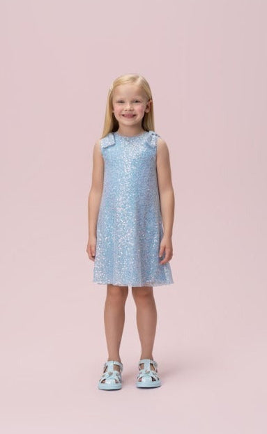 Vestido Infantil Azul Brilho Petit Cherie