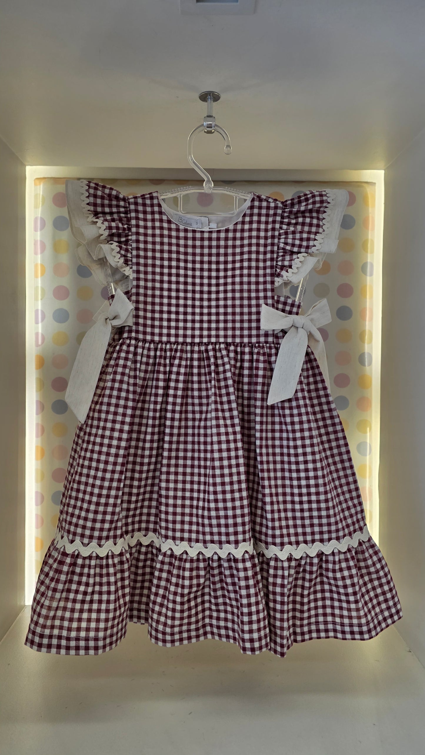 Vestido Infantil Xadrez Vinho Buá