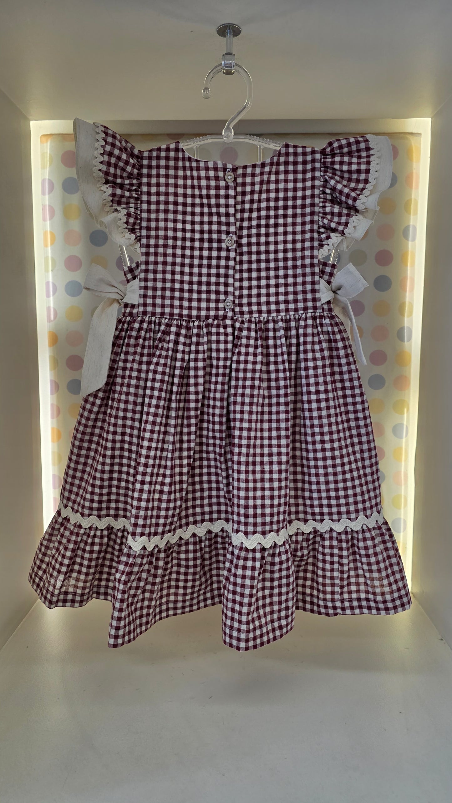 Vestido Infantil Xadrez Vinho Buá