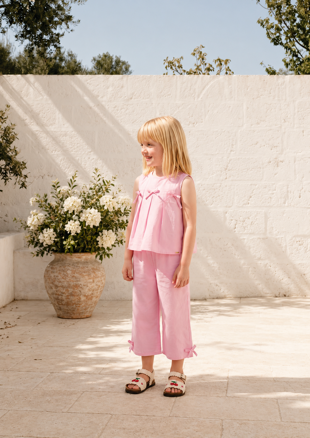 Conjunto Infantil Menina Laços Rosa Buá