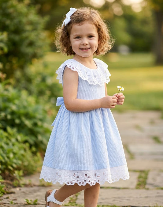 Vestido Infantil Azul Listrado Buá