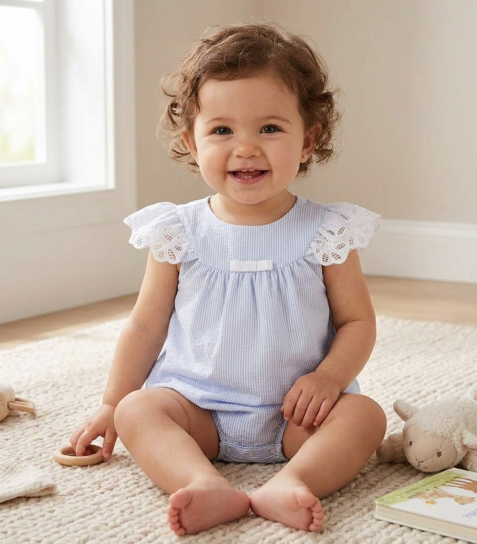 Homper Bebê Menina Azul Listrado Buá