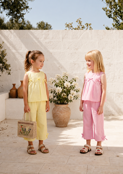 Conjunto Infantil Menina Laços Rosa Buá
