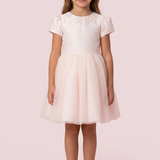 Vestido Infantil Rosa com Bordado Floral Petit Cherie
